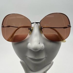 Vintage Shuron Silver Oval Half Rim Sunglasses Frames